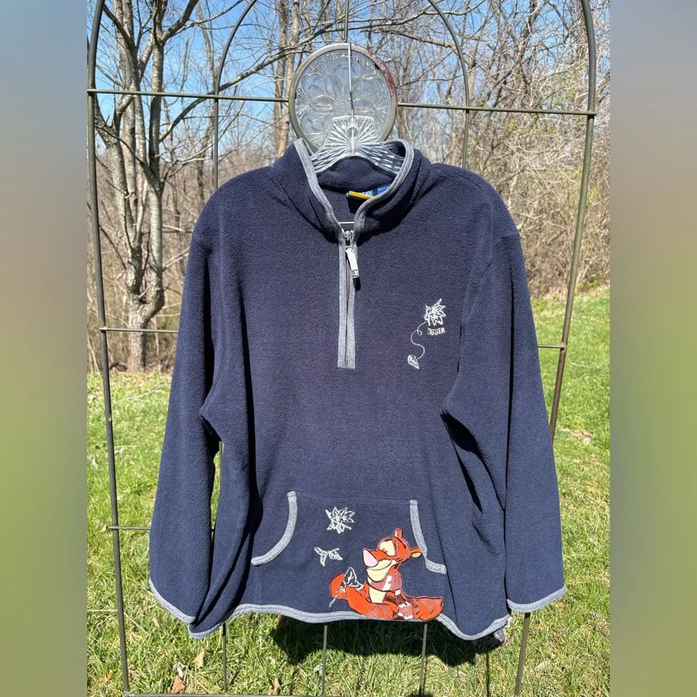 Vintage Pooh Tigger 1/4 Zip Fleece Sweatshirt 1X Disney Embroidered Pullover - Picture 5 of 14
